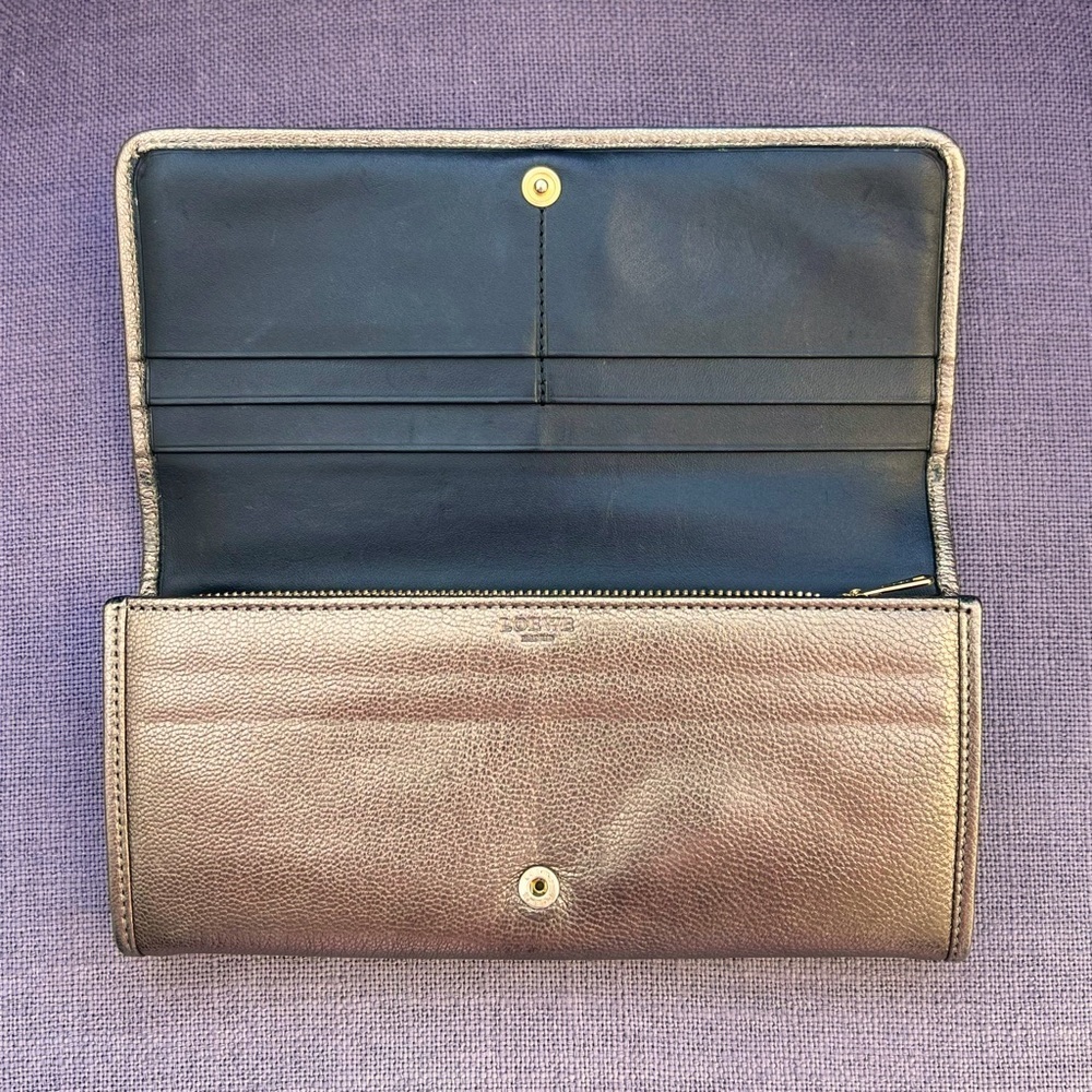 Loewe Anagram Long Wallet Gold Metallic Black Leather - Picture 4 of 12